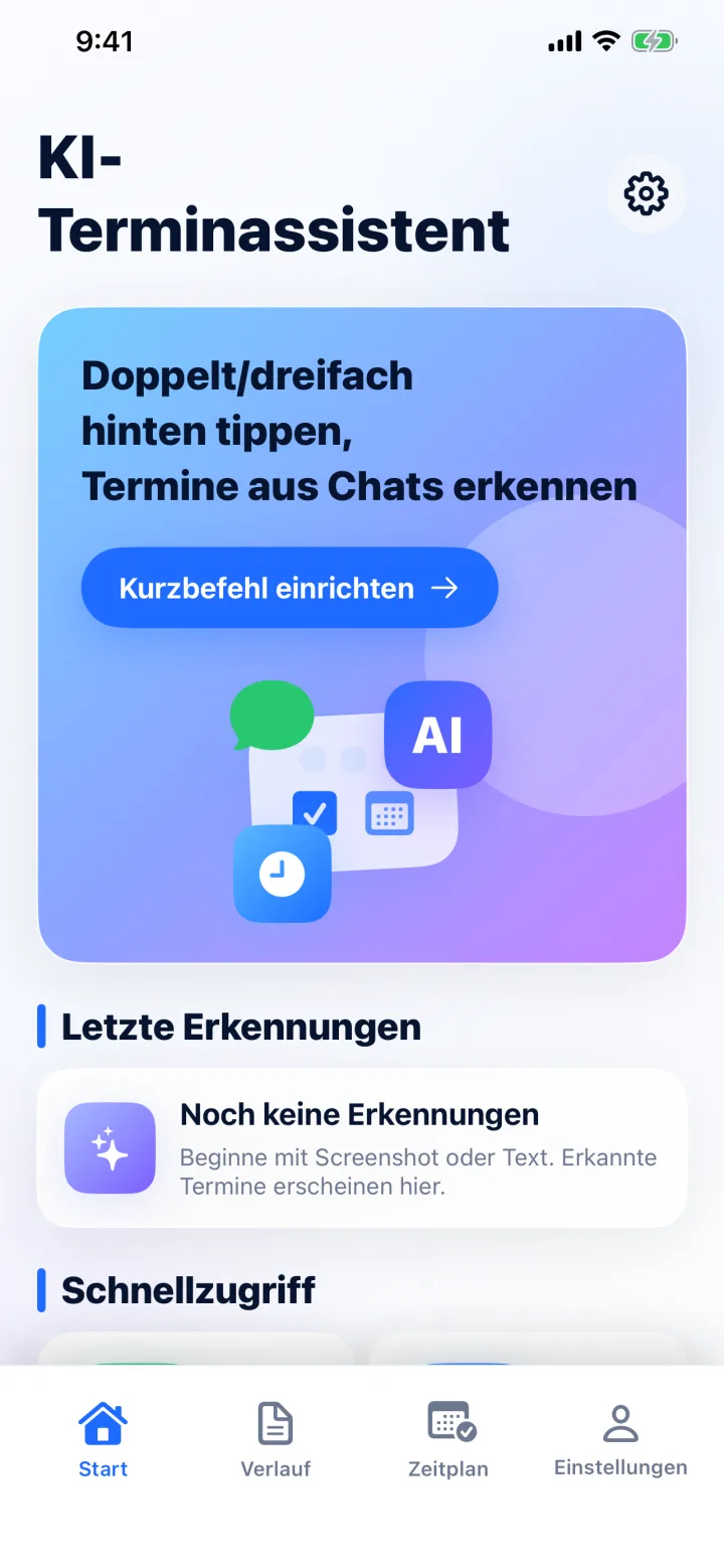 Mit Screenshot, Text oder Teilen beginnen