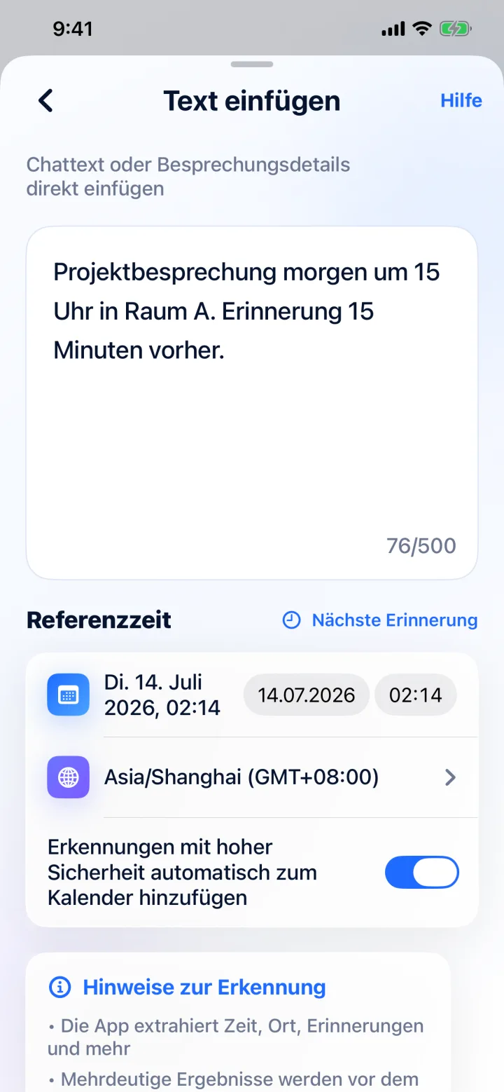 Datum, Zeit, Ort und Erinnerung strukturieren