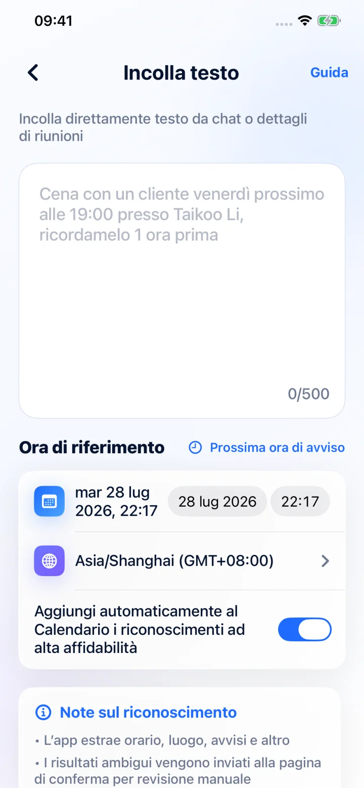 L’AI struttura data, ora, luogo e promemoria