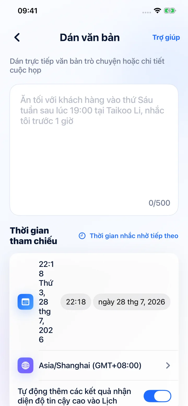 AI sắp xếp ngày, giờ, địa điểm và nhắc nhở